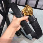 AAA Copy Versace Engraved Leather Belt - Medusa Buckle In Yellow Gold